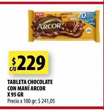Punto Mayorista Tableta chocolate con maní arcor x 95 gr oferta