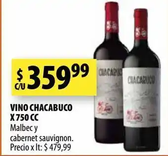 Punto Mayorista Vino chacabuco x 750 cc malbec y cabernet sauvignon oferta