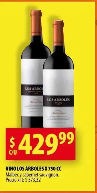 Punto Mayorista Vino los árboles x 750 cc malbec y cabernet sauvignon. oferta
