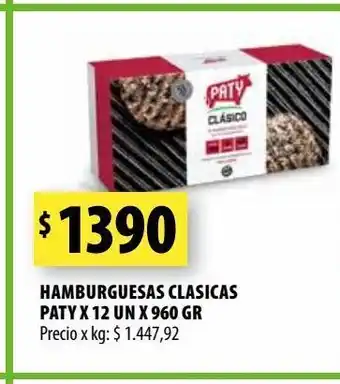 Punto Mayorista Hamburguesas clasicas paty x 12 un x 960 gr oferta