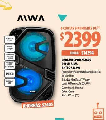 Punto Mayorista Parlante potenciado p450d aiwa oferta
