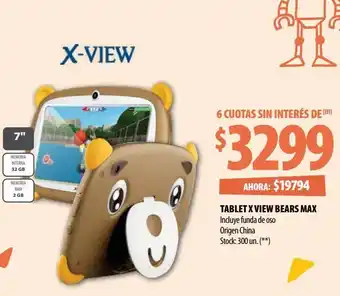 Punto Mayorista Tablet x view bears max incluye funda de oso oferta