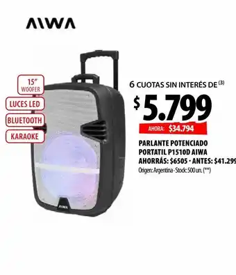 Parlante potenciado portatil p1510d aiwa