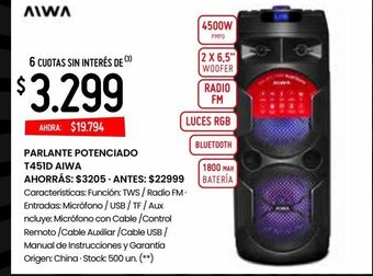 Changomas Parlante potenciado t451d aiwa oferta