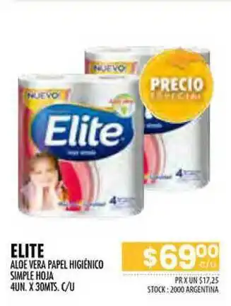 Elite Aloe Vera Papel Higiénico Simple Hoja
