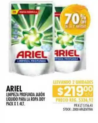 Pigmento Ariel Limpeza Profunda Jabón Líquido Para La Ropa Doy Pack oferta