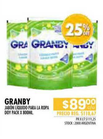 Pigmento Granby Jabón Líquido Para La Ropa Doy Pack oferta
