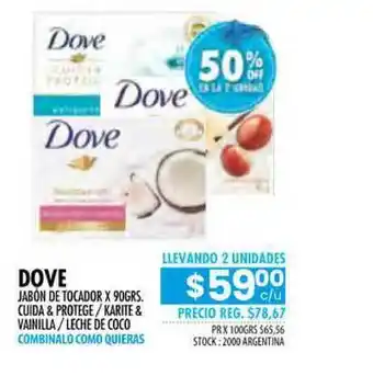 Pigmento Dove Jabón De Tocador Cuida & Protege Karite & Vainilla Leche De Coco oferta