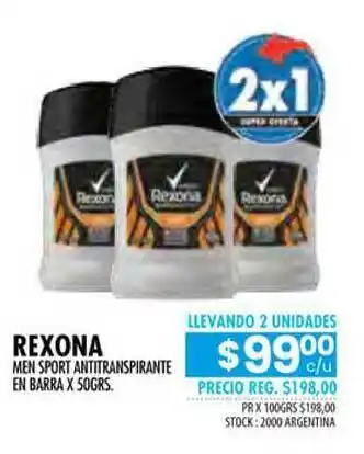 Pigmento Rexona Men Sport Antitranspirante En Barra oferta