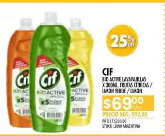 Pigmento Cif Bio Active Lavavajillas Frutas Cítricas Limón Verde Limón oferta