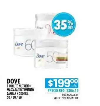 Pigmento Dove 1 Minuto Nutricón Máscara Tratemento Capilar oferta
