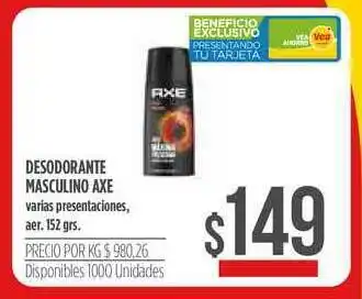 Supermercados Vea Desodorante Masculino Axe 152grs oferta