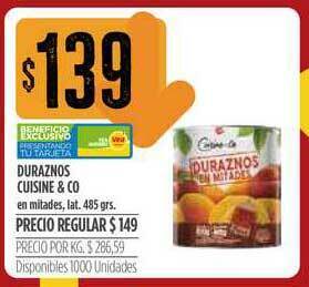 Supermercados Vea Duraznos Cuisine & Co 485grs oferta