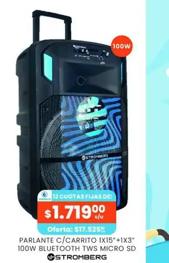 Supermercados Toledo Parlante C Carrito 1x15''+1x3'' 100w Bluetooth Tws Micro Sd Stromberg oferta