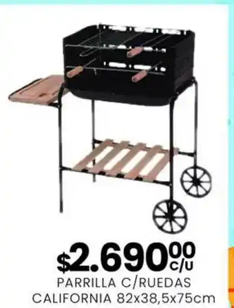 Parrilla C Ruedas California 82x38.5x75cm