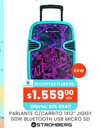 Supermercados Toledo Stromberg Parlante C Carrito 1x12'' Jiggy 60w Bluetooth Usb Micro Sd oferta
