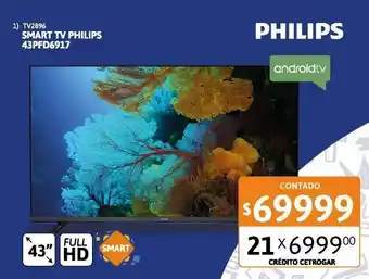 Cetrogar Smart tv 43" philips 43pfd6917/77 full hd oferta