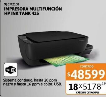 Cetrogar Impresora multifuncional hp ink tank 415 oferta