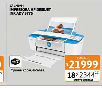 Cetrogar Impresora multifuncion hp deskjet ink adv 3775 oferta