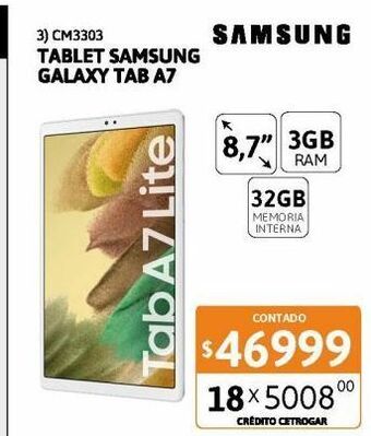 Cetrogar Tablet samsung galaxy tab a7 lite 8.7" 3-32g plata oferta