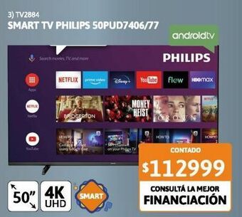 Cetrogar Smart tv 50" philips 50pud7406/77 4k ultra hd oferta