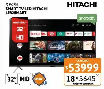Smart tv 32" hitachi le32smart17 hd