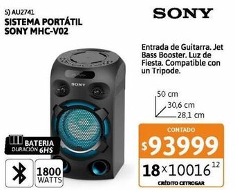 Cetrogar Mini componente sony mhc-v02 bt-cd-usb oferta