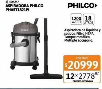 Cetrogar Aspiradora philco phast1821pi 1200w oferta