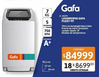 Cetrogar Lavarropas gafa fuzzy fit 7kg 750rpm blanco oferta