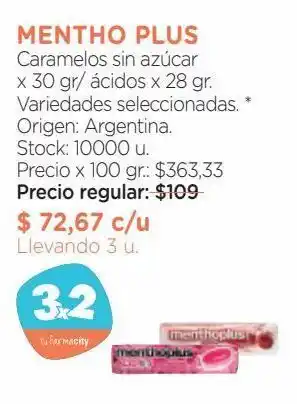 Farmacity Caramelos menthoplu zero sabor mentol x 26,6 g oferta
