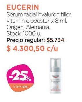 Farmacity Sérum facial antiedad eucerin hyaluron-filler vitaminc c booster x 8 ml oferta