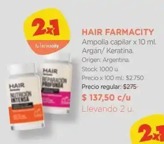 Farmacity Ampolla capilar farmacity hair nutrición intensa x 10 ml oferta