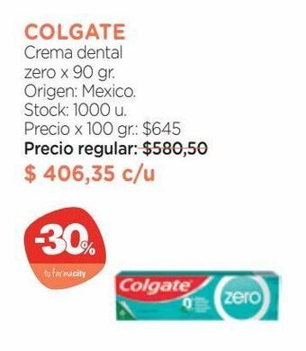 Farmacity Crema dental colgate zero menta x 67 ml oferta