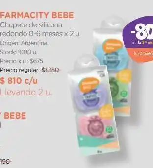 Farmacity Chupete de silicona farmacity bebé redondo 0-6 meses x 2 un oferta