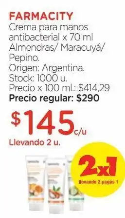 Farmacity Crema para manos farmacity antibacterial almendras x 70 ml oferta