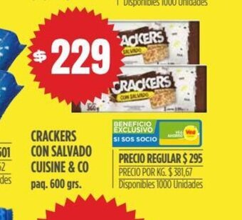 Supermercados Vea Crackers Con Salvado Cuisine & Co oferta