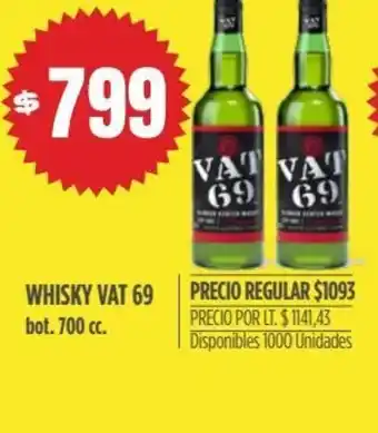 Supermercados Vea Vat 69 Whisky oferta