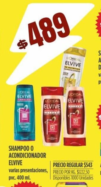 Supermercados Vea Elvive Shampoo O Acondicionador oferta