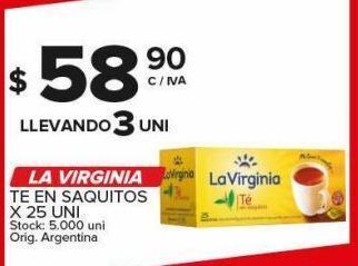Carrefour Maxi Té en saquitos la virginia x 25un oferta