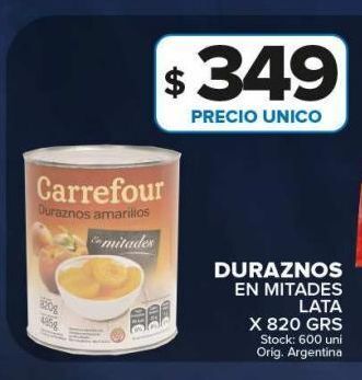 Carrefour Maxi Duraznos en mitades x 820g oferta