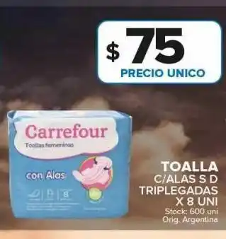 Carrefour Maxi Toalla c/alas femeninas carrefour x 8un oferta