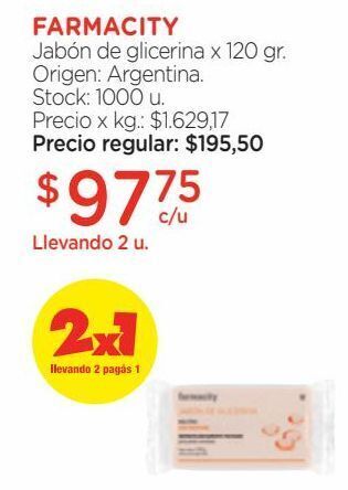Farmacity Jabón de glicerina farmacity en barra x 120 g oferta