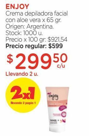Farmacity Crema depiladora facial enjoy con aloe vera x 65 g oferta