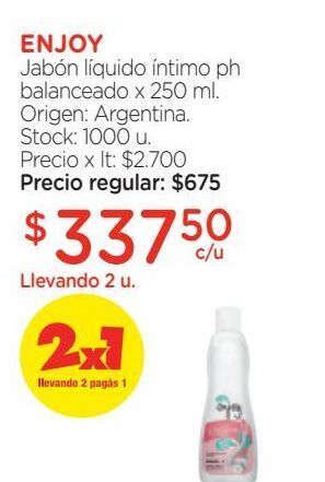 Farmacity Jabón líquido íntimo enjoy ph balanceado x 250 ml oferta