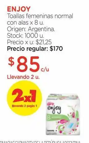 Farmacity Toallas femeninas normal con alas x 8 un oferta