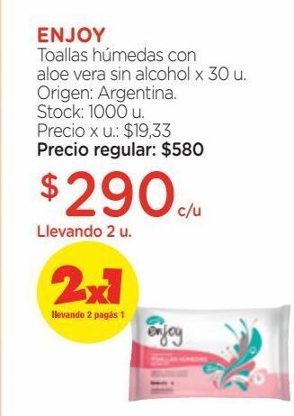 Farmacity Toallas húmedas con aloe vera sin alcohol x 30 un oferta
