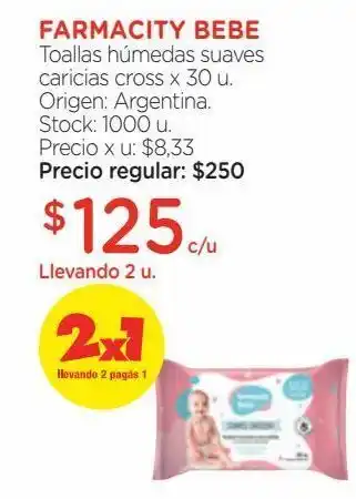 Farmacity Toallas húmedas farmacity bebé suaves caricias cross x 30 un oferta