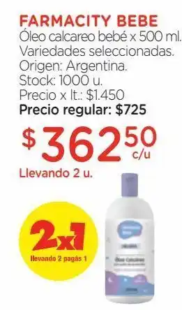 Farmacity Óleo calcáreo farmacity bebé ensueños x 500 ml oferta