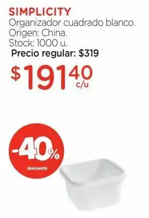 Farmacity Organizador cuadrado blanco oferta