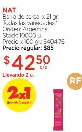 Farmacity Barra de cereal nat sabor a chocolate x 21 g oferta